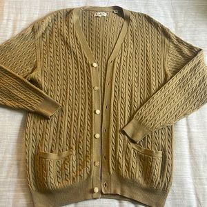 Pringle Vintage Grandpa Button Up Cable Knit Wool Cardigan szXL